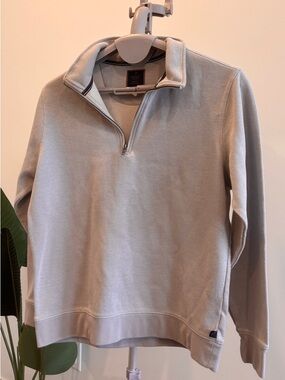 Denver Hayes Light Gray Zip-Up Mock Neck Sweater